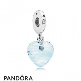 Pandora Blue Ribbon Heart Dangle Charm Murano Glass Jewelry Jewelry
