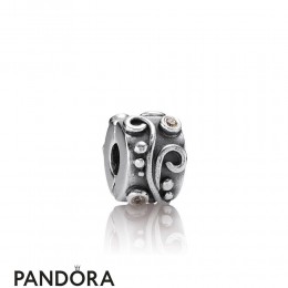 Pandora Clips Charms Tendril Clip Golden Colored Cz Jewelry