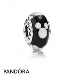 Women's Pandora Disney Mickey Silver Charm With Black And White Murano Glass Jewelry