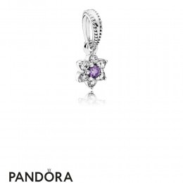 Pandora Nature Charms Forget Me Not Pendant Charm Purple Clear Cz Jewelry