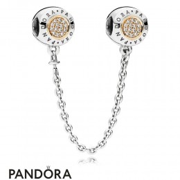 Pandora Safety Chains Pandora 14K Signature Safety Chain Clear Cz Jewelry