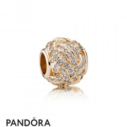 Pandora Sparkling Paves Charms Sparkling Love Knot Charm 14K Gold Clear Cz Jewelry
