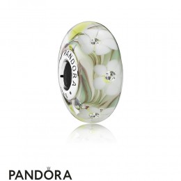 Pandora Touch Of Color Charms Wild Flowers Charm Murano Glass Clear Cz Jewelry