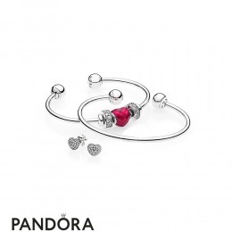 Women's Pandora Be Mine Stacked Open Bangle Gift Set Jewelry