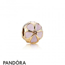 Pandora Collections Cherry Blossom Clip Charm Pink Enamel 14K Gold Jewelry
