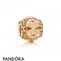 Pandora Collections Color Fresco Charm 14K Gold Multi Colored Crystals Pink Jewelry