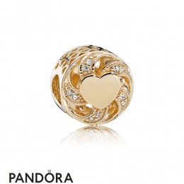 Pandora Collections Ribbon Heart Charm 14K Gold Jewelry
