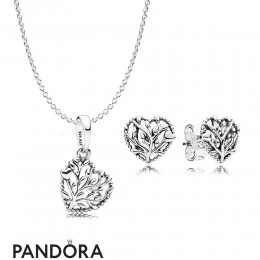 Women's Pandora Flourishing Hearts Necklace And Earring Gift Set Jewelry