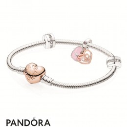 Women's Pandora Labyrinth Double Heart Bracelet Gift Set Jewelry