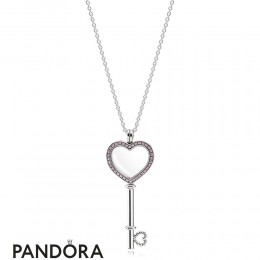 Pandora Large Floating Locket Heart Key Sapphire Crystal Fancy Fuchsia Pink Cz Jewelry