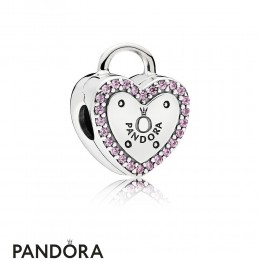 Women's Pandora Lock Your Promise Clip Fancy Fuchsia Pink Cz Jewelry