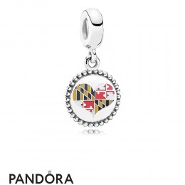 Women's Pandora Maryland Flag Heart Dangle Charm Mixed Enamel Jewelry