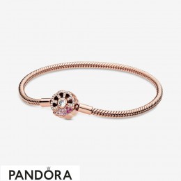 Pandora Moments Pink Fan Clasp Snake Chain Bracelet Jewelry