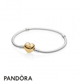 Women's Pandora Moments Silver Bracelet Pandora Shine Heart Clasp Jewelry