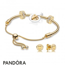 Pandora Shine Mum's Golden Heart Bracelet Set Jewelry