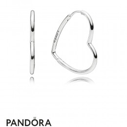 Women's Pandora Small Asymmetric Hearts Of Love Hoop Earrings Jewelry