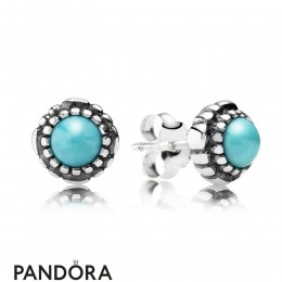 Pandora Earrings Birthday Blooms Stud Earrings December Turquoise Jewelry