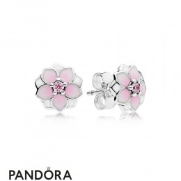 Pandora Earrings Magnolia Bloom Stud Earrings Pale Cerise Enamel Pink Cz Jewelry