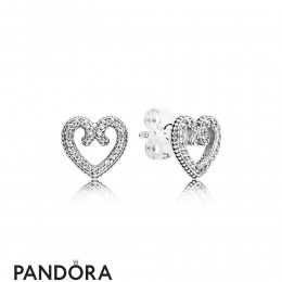 Women's Pandora Heart Swirls Earring Studs Jewelry