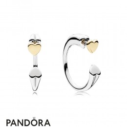 Women's Pandora Two Hearts Earrings Hoops Jewelry
