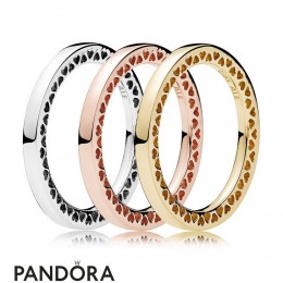 Women's Pandora Classic Hearts Of Pandora Ring Stack Jewelry