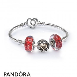 Women's Pandora Loving Circle Openwork Charm Bracelet Set Jewelry