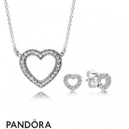 Women's Pandora Loving Hearts Necklace And Earring Gift Set Jewelry