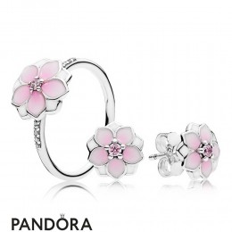 Women's Pandora Magnolia Bloom Ring And Earrings Gift Set Jewelry
