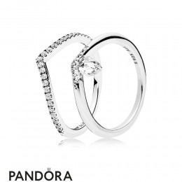 Women's Pandora Shimmering Classic Wish Ring Stack Jewelry
