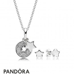 Women's Pandora Shining Stars Necklace And Earrings Gift Set Jewelry