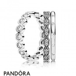 Women's Pandora Silver Sentiments Ring Stack Jewelry