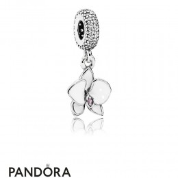 Pandora Pendants Orchid Pendant Charm White Enamel Clear Orchid Cz Jewelry