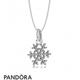 Women's Pandora Sparkling Snowflake Necklace Set Jewelry
